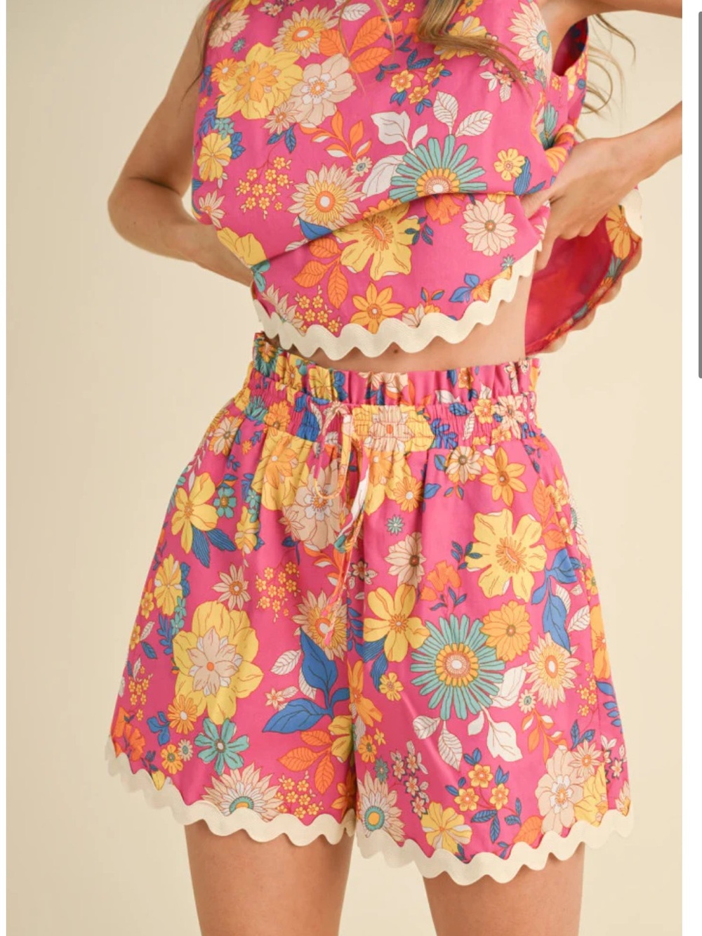 &merci Garden Party Floral Elastic-Waist Women’s Shorts Size Medium